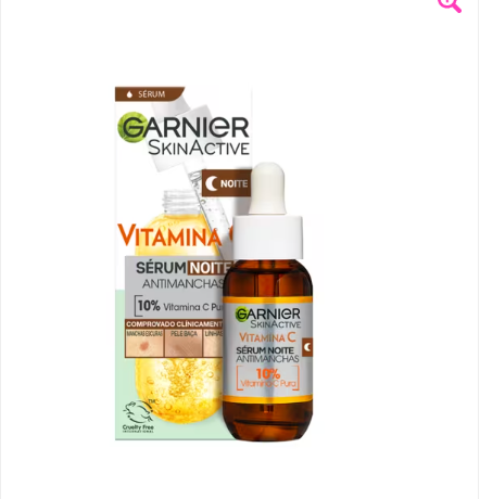 Sérum visage Garnier Skin Active Nuit Booster d'Éclat à la vitamine C pure, anti-taches et rides, flacon avec pipette.