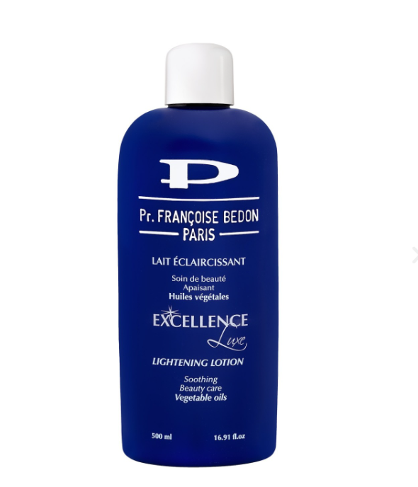Lait éclaircissant François Bedon pour peaux noires et métissées, texture fluide et hydratante visible sur l'image.