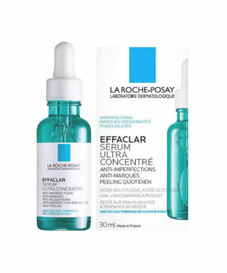 Sérum visage La Roche-Posay Effaclar, concentré anti-imperfections, pour peau sensible, flacon avec pipette.