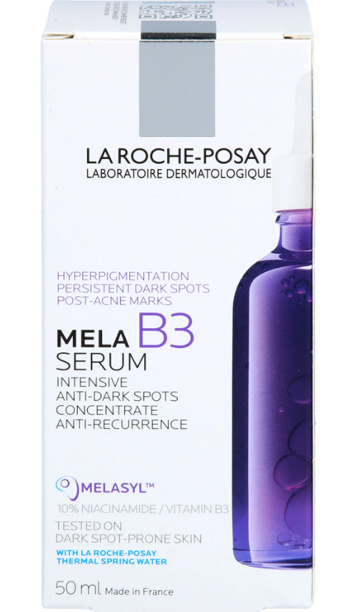Sérum visage La Roche-Posay Mela B3 de BAZARS COSMETIQUES pour lutter contre les taches et éclaircir la peau, contenant de la vitamine B3.