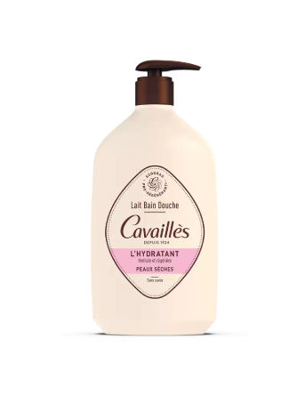 Gel douche Rogé Cavaillès L'Original de 1L, crème douce pour la peau, en flacon transparent avec bouchon blanc.