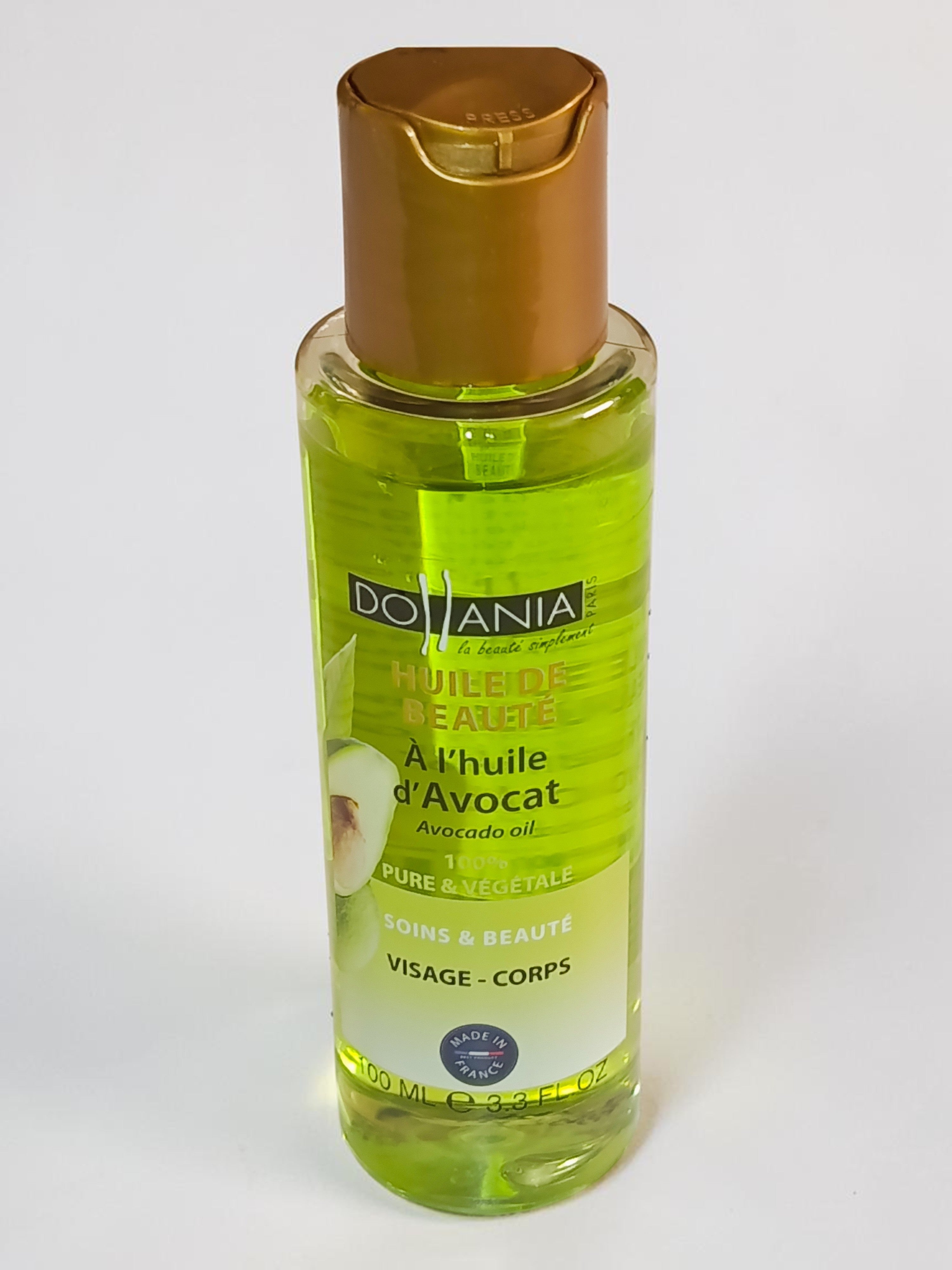 Huile d'avocat pure BAZARS COSMETIQUES pour visage, corps et cheveux, bouteille d'huile naturelle dans un flacon transparent